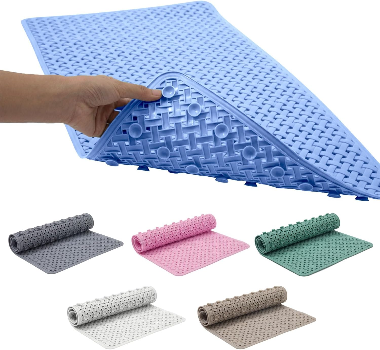 Bath Mat Non Slip anti Mould - 36X70Cm Bathtub Mat for Bathroom with Suction Cups and Drain Holes, Machine Washable Shower Mats for inside Shower Ideal for Kids & Elderly - anti Slip Bath Mat (Grey)