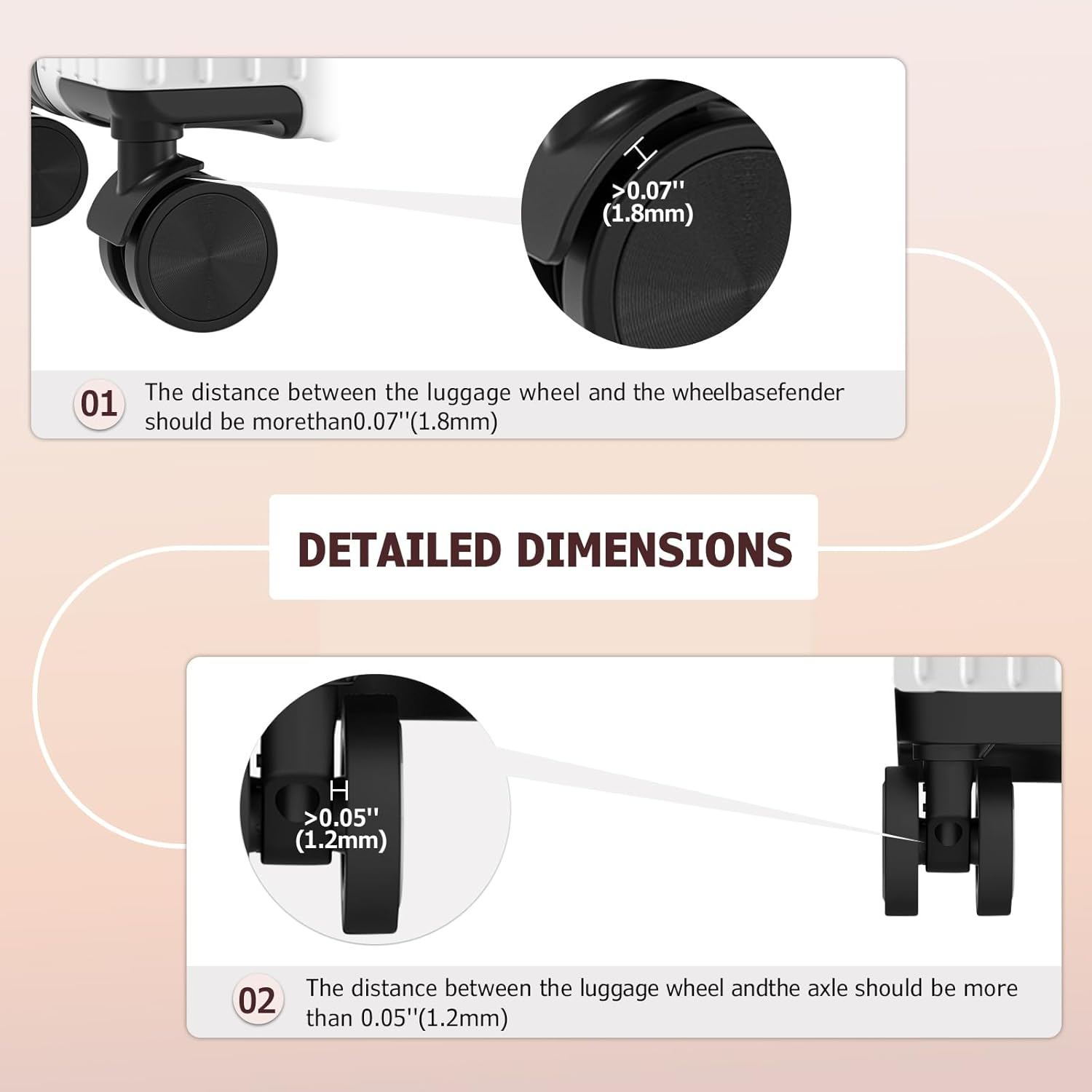 XYOFUN Luggage Compartment Wheel Protection Cover,Latest Upgrade Carry on Luggage Wheel Covers,Level 8 Travel Suitcase Wheel Cover,Anti Dust&Scratch Noise Reduction Wheels Protector(Dark Blue,8) - Black image number 5