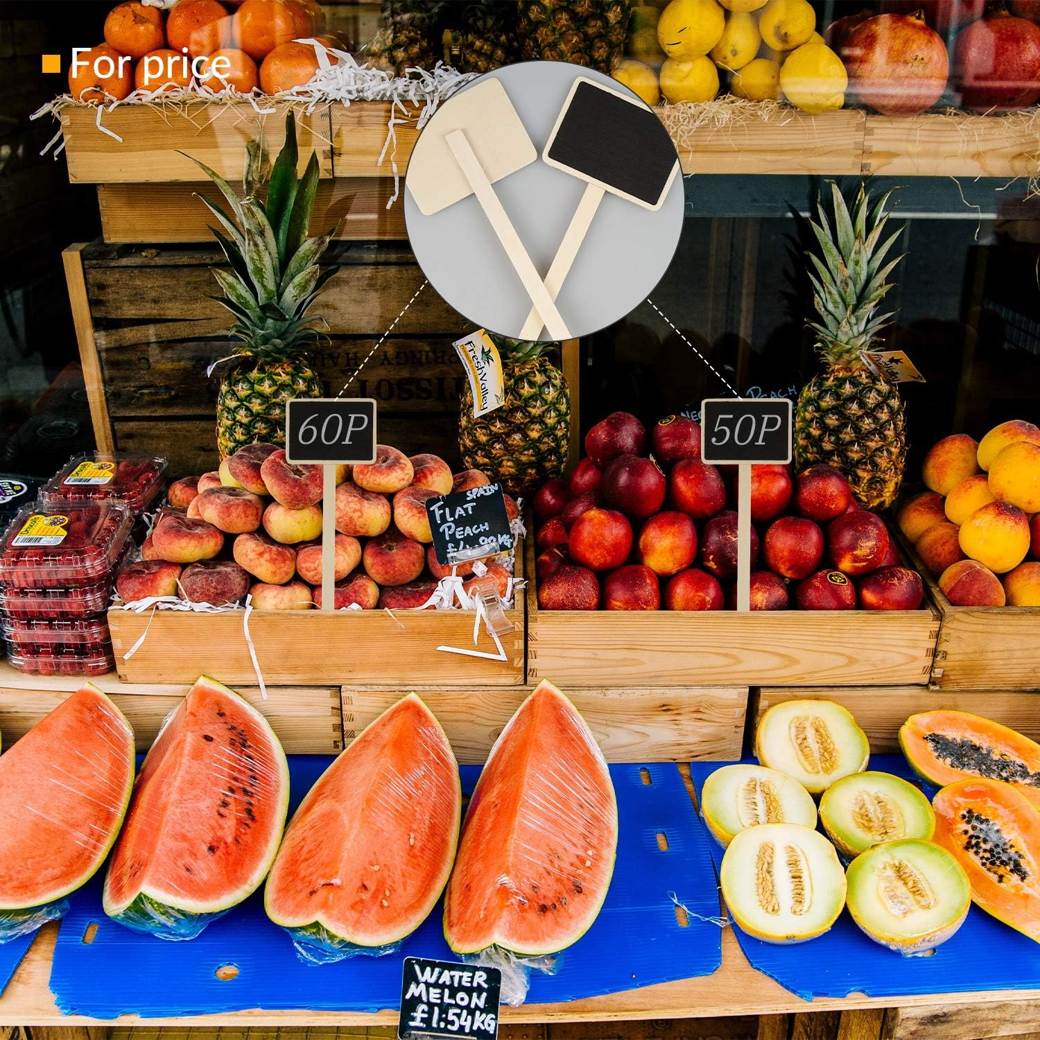 JJWNMLL 20Pcs Wooden Plant Labels Black Board Markers Plant Signs Mini Chalkboard Garden Stakes Tags T-Type Tags for Vegetable Seeds Trees Herbs Flowers Garden Rectangular, 24Cm X 17.5Cm image number 4