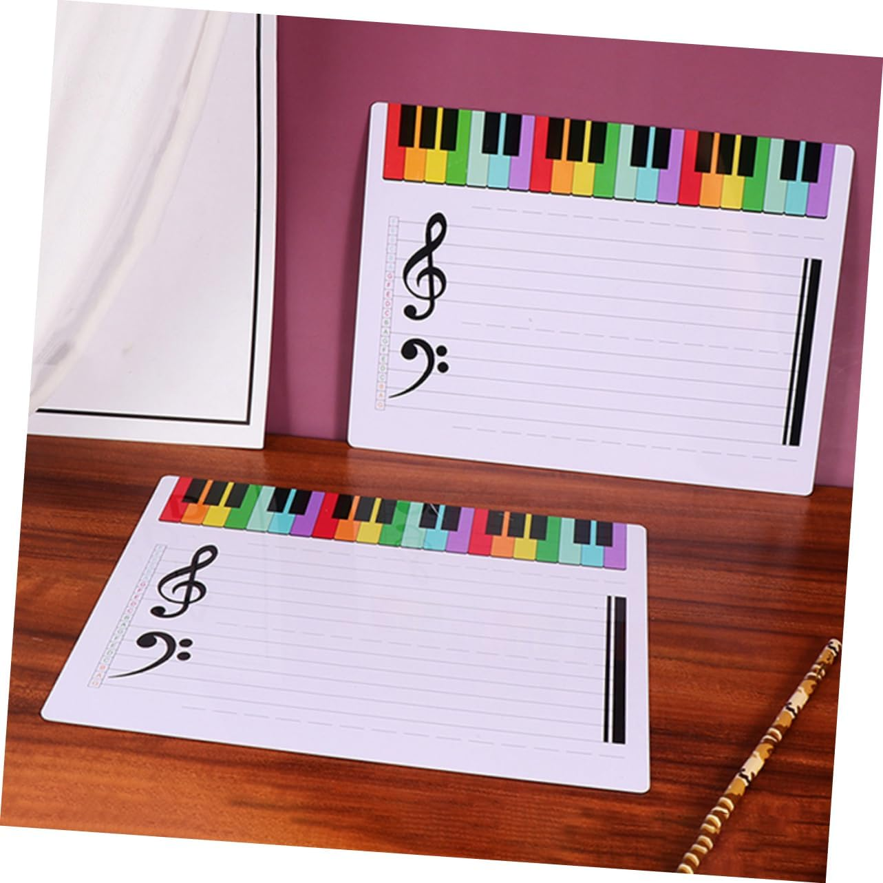 Parliky 3Pcs Stave Whiteboard Portable Erasable Music Teaching Practice Board Dry Erase Writing Staff Cards image number 4