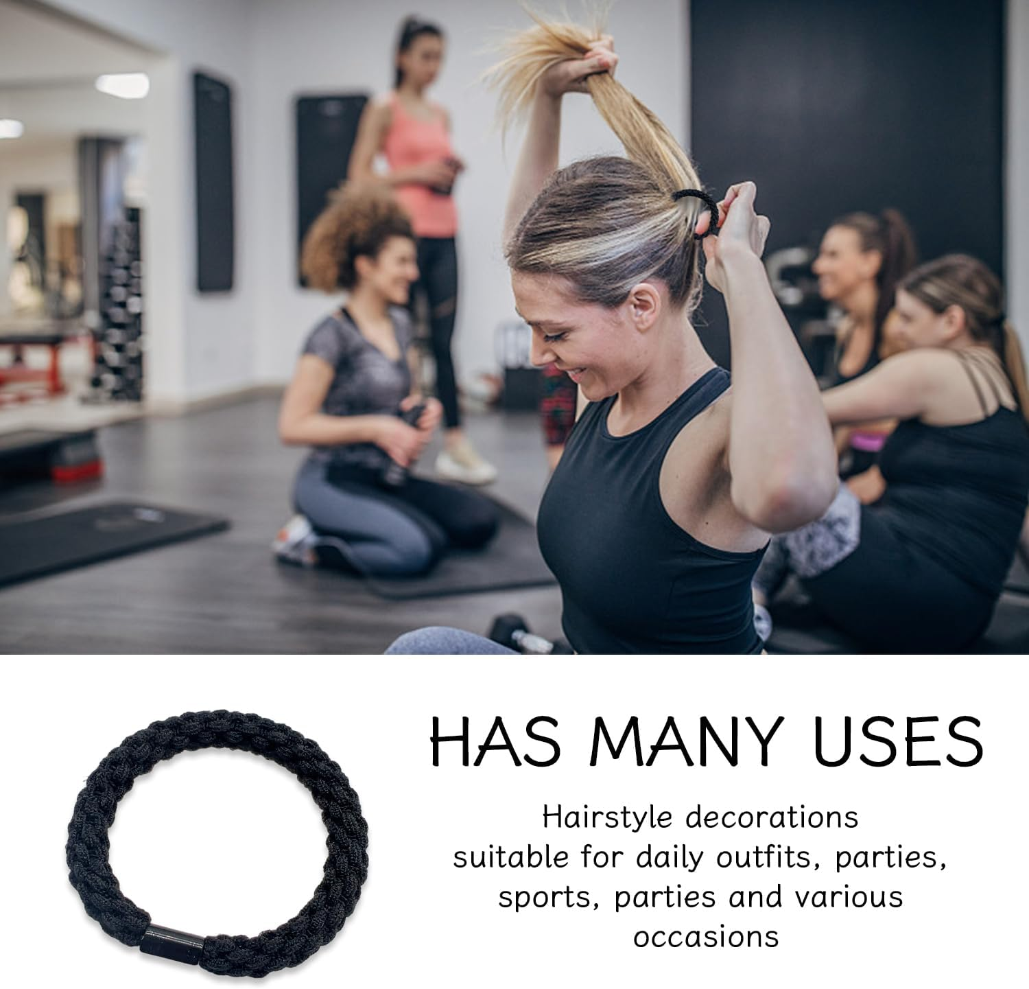 15 Black Hair Ropes, Elastic Female Hair Bands, Sports Running Hair Bands, Headwear for Daily Shopping image number 1