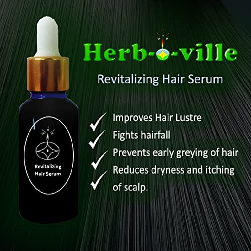 HERB-O-VILLE Ayurvedic Hair Revitalizing Serum | for Severe Hair Fall | with Bhringa + Brahmi + Himalayan Spikenard + Hibiscus Leaves | 11 anti Hair Fall Herbs Infused with Lavender | image number 2