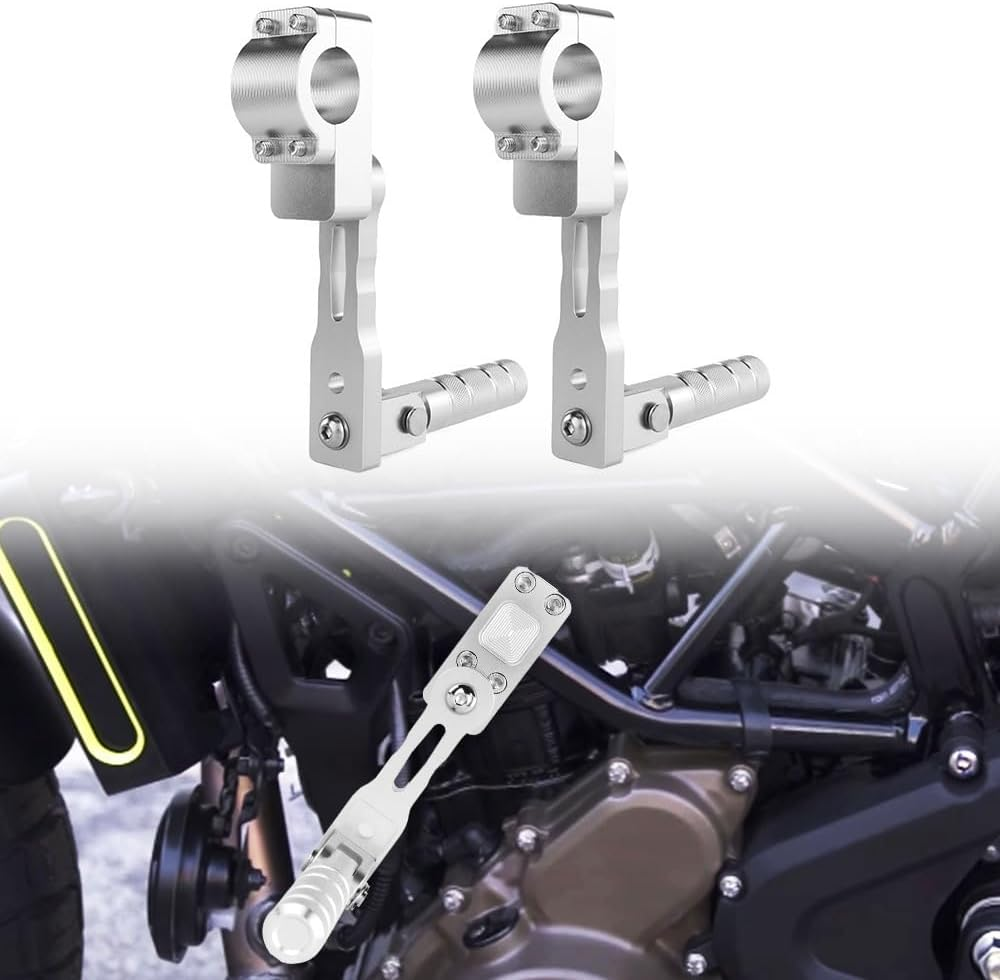 Xitomer Adjustable Highway Peg Mounts Rider Adjustable Footpeg Kit Long Angled Adjustable Highway Peg Mount Kit Engine Guards Crash Bars Footrest Mounting Brackets Arms (Black,130Mm)