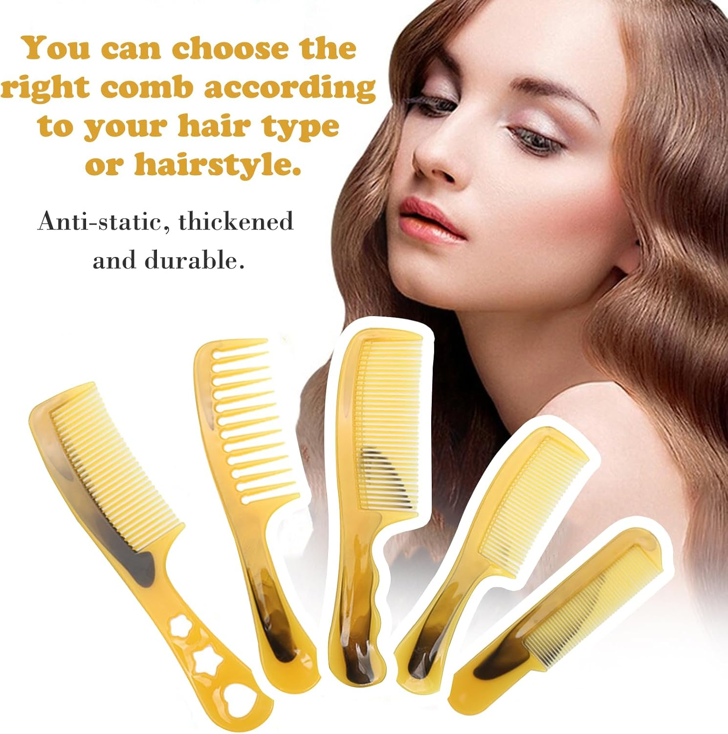 BSITSSS 10 Pieces Hair Comb, Anti-Static Tail Comb Set, Plastic Wide Tooth Comb, Hairdressing Comb, Hair Parting Comb, Combs for Women Men, Combs Multipack for Long Wet Thick Curly All Type Hair