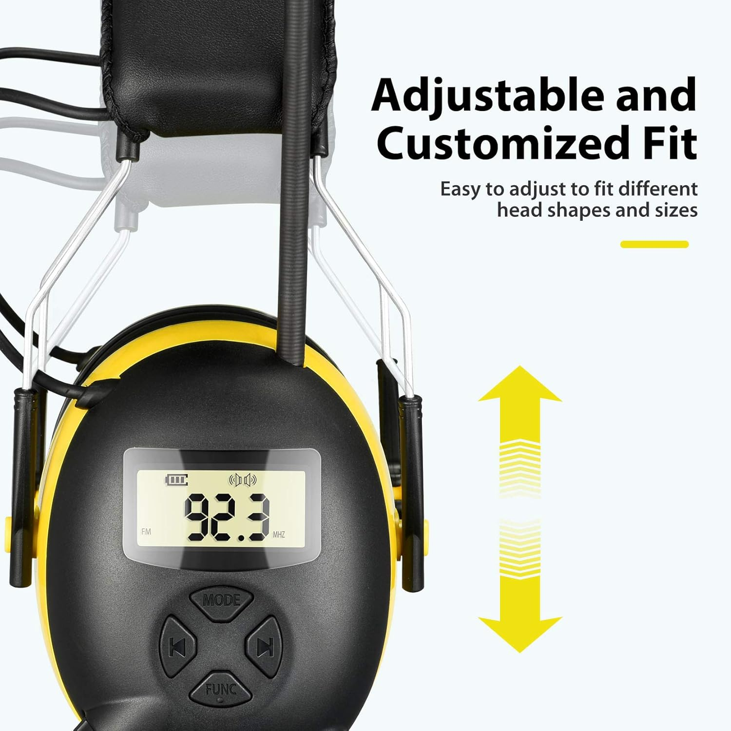 AM/FM Radio Headphones with Digital Display, 30Db AM FM Hearing Protection Safety Earmuffs, Ear Protection for Mowing image number 3
