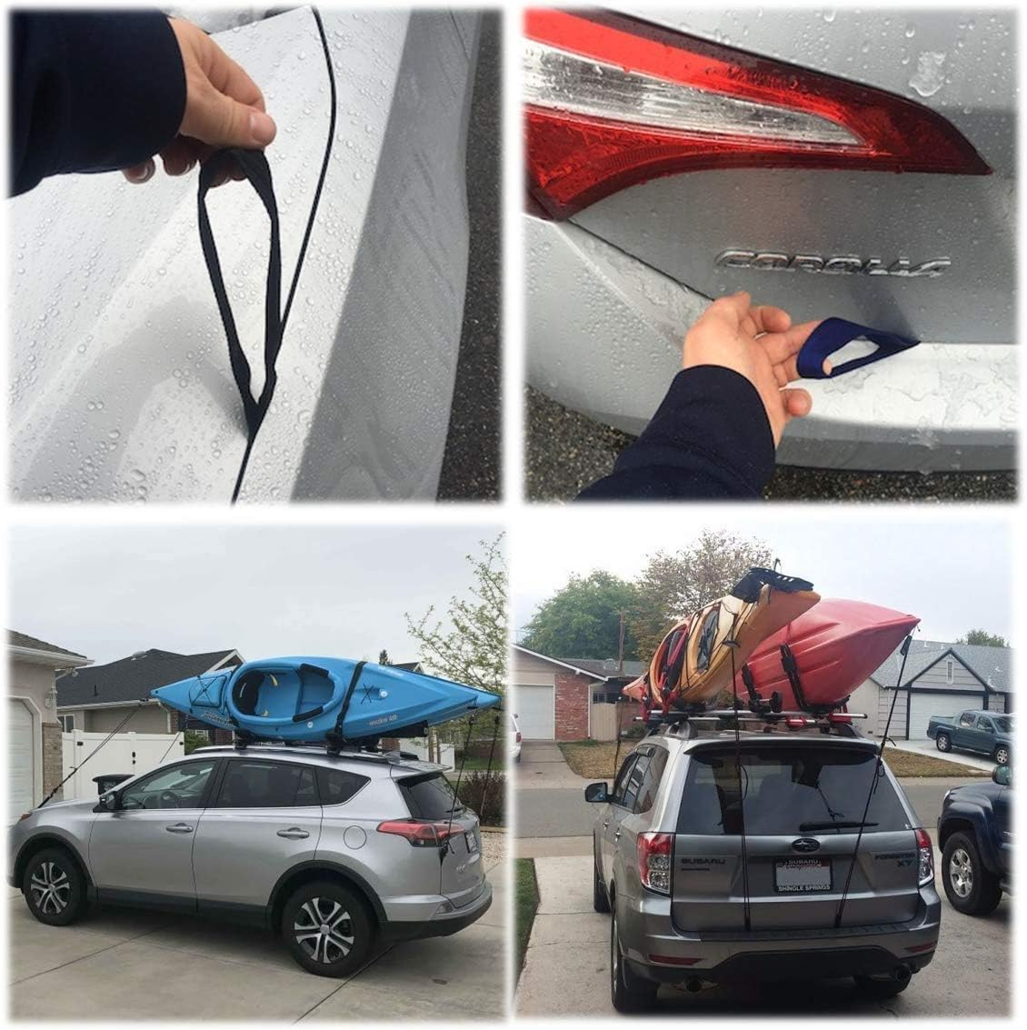 Quick Hood Loops Trunk Anchor Kayak Tie Downs Straps Bow Stern Canoe Transport Secure Lashing Point 2 Pairs image number 1