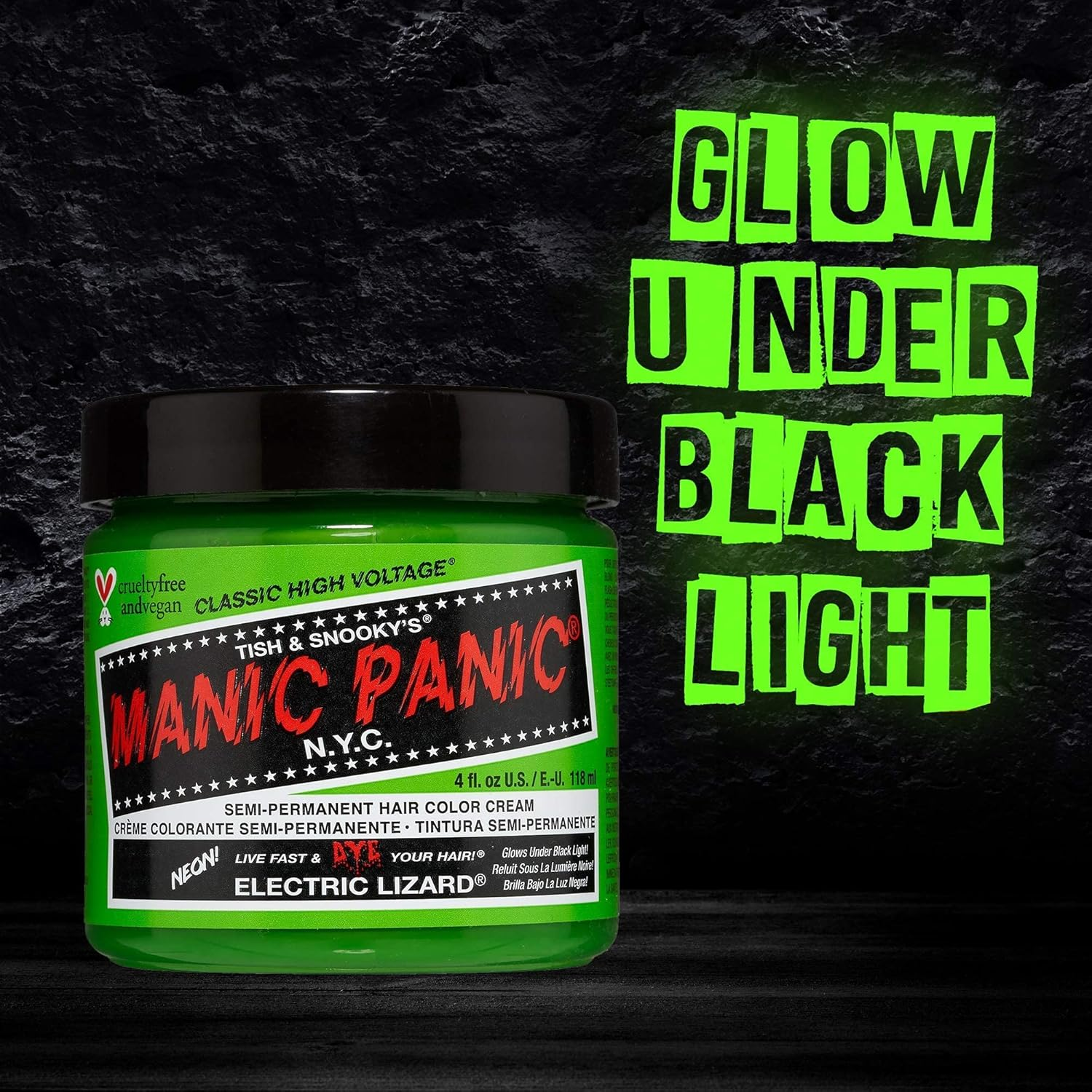 MANIC PANIC Classic Electric Lizard Semi Permanent Hair Color - Bright Neon Green Hair Dye for Women & Men That Lasts 4-6 Weeks - Vegan, Ammonia & Cruelty-Free - Create & Mix Custom Shades (4Oz) image number 2