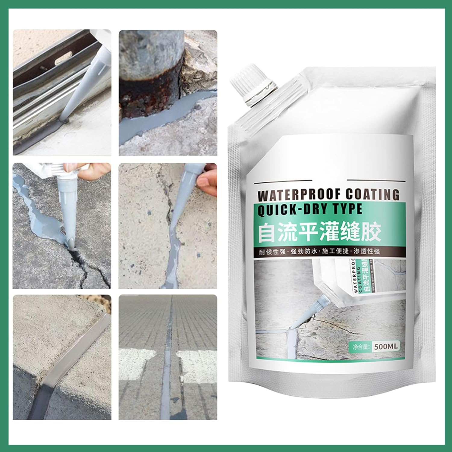 Concrete Crack Filler,500Ml Concrete Bonding Sealant - Wear-Resistant Quick-Drying Crack Sealing Glue for Wood Brick Roof Stone Exterior Wall image number 2