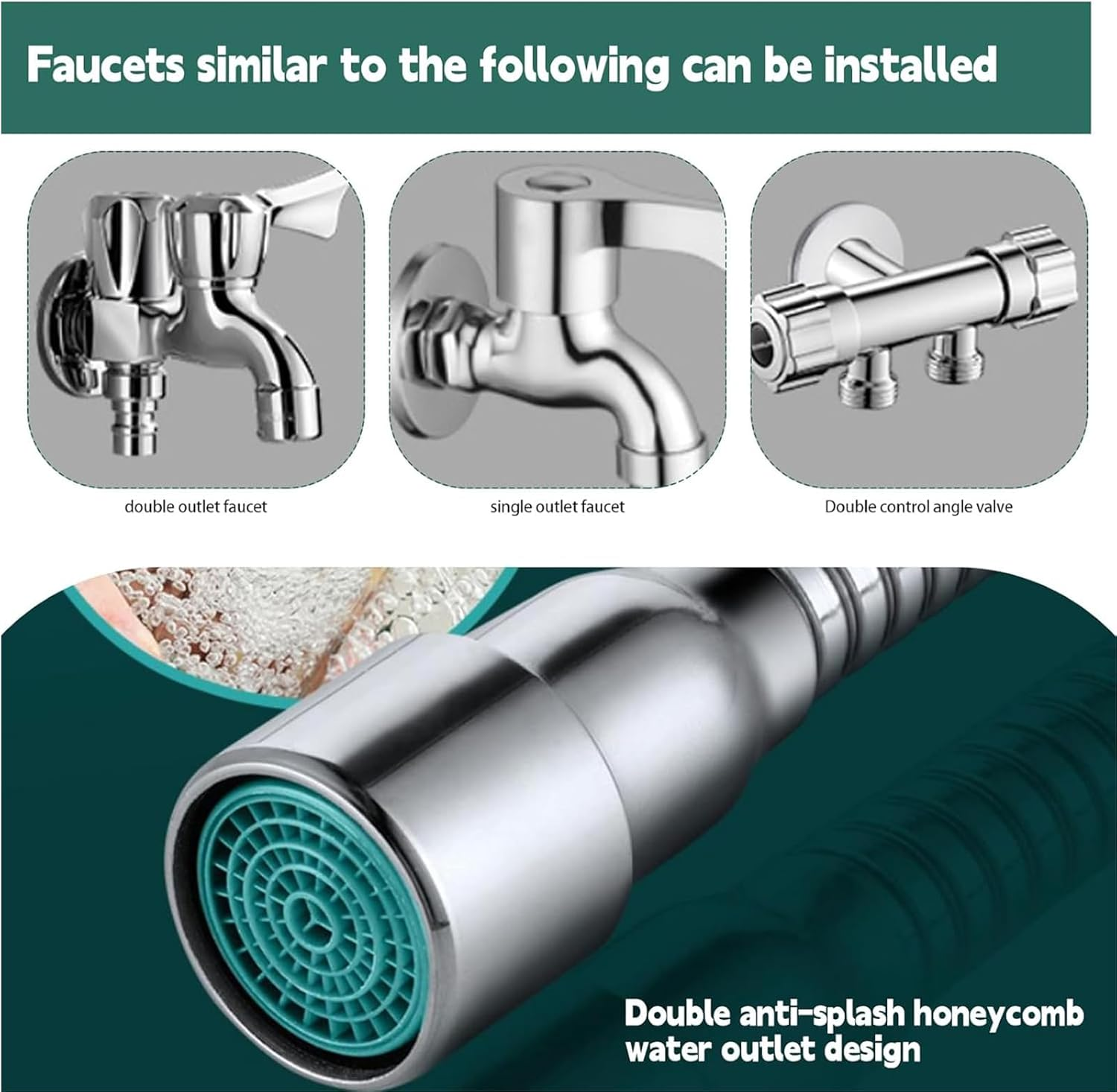 AIJOY Pack of 2 Universal 360&deg; Swivelling Faucet Extenders, 14 Cm Multifunctional Aerator for Effortless Kitchen & Sink Cleaning image number 1