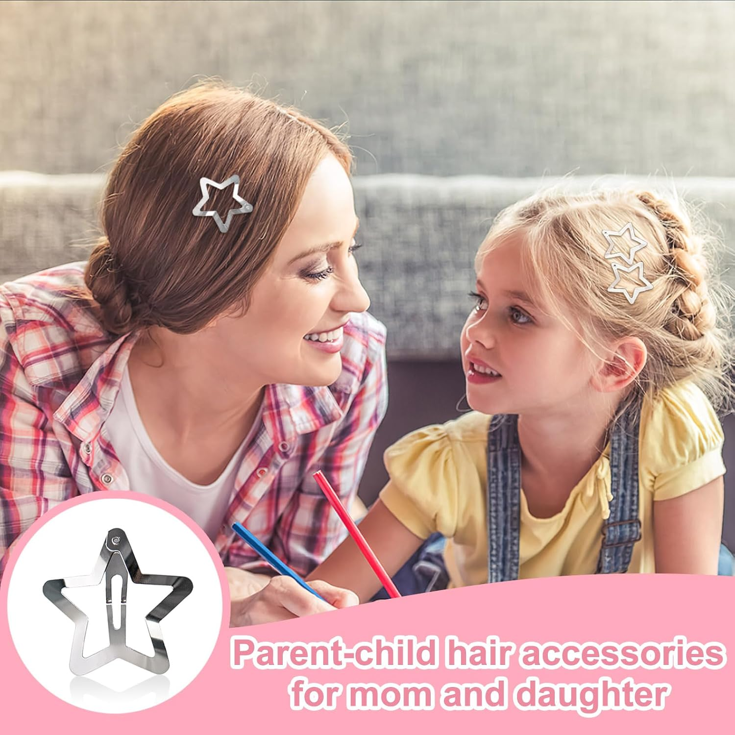 60 Pcs 1.6 Inches Star Hair Clips Snap Hair Barrettes Non Slip Cute Y2K Accessories Silver Metal Hair Clips for Girl Women image number 6