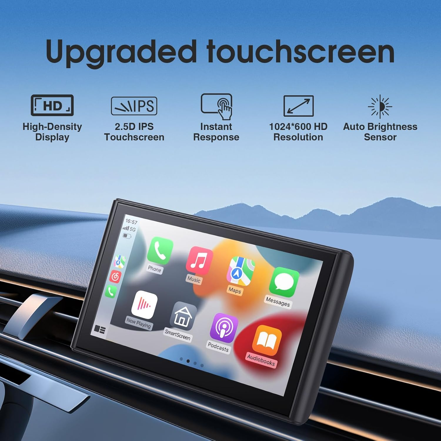 KTX Portable Apple Carplay Screen, 7&rsquo;&rsquo; Car Stereo Wireless Car Play & Android Auto Touch Screen, Backup Camera, Mirror Link/Voice Control/Music Play/Gps Navigation image number 2