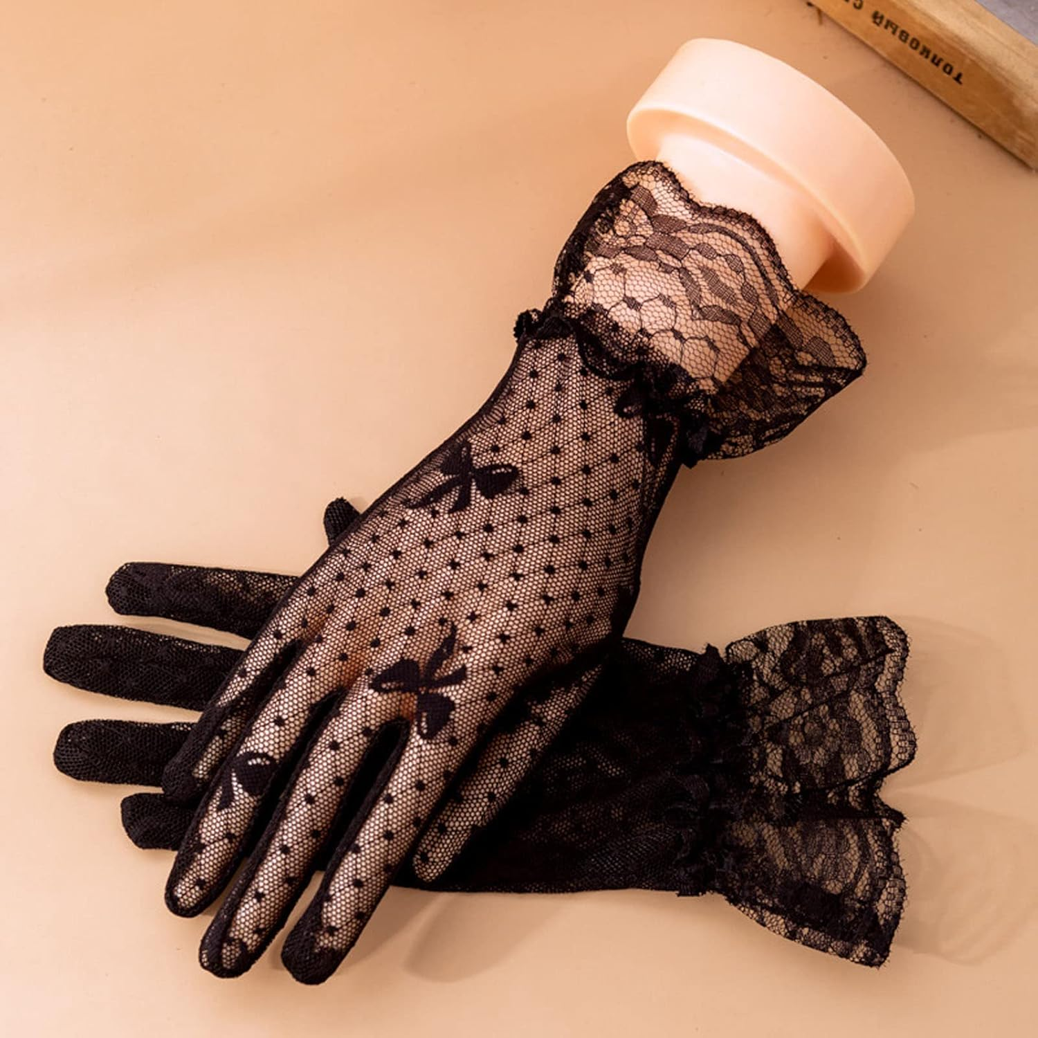 Lopsity Elegant Lace Gloves for Women - Short Summer Tea Gloves for Wedding, Party, Prom, Evening