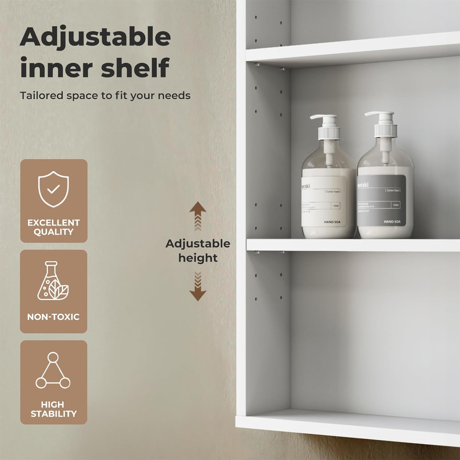 Levede Bathroom Mirror Cabinet,Wall Mounted 750X150X720Mm White Storage Unit with Cupboard 5X Magnifying Mirror and Tissue Slot Shaving Vanity Organizer for Toilet Washroom Bedroom Makeup Essentials image number 5