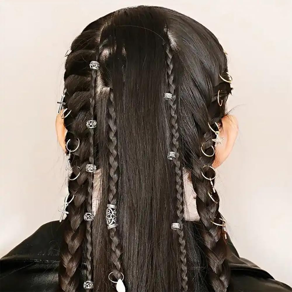 TSUOUKL Pack of 50 Golden Hair Clips for Braids, Dreadlock Accessories and Loc Jewellery - Cuff Clips and Spirals for Men, Women and Children, Perfect Hair Accessories for Any Occasion image number 4