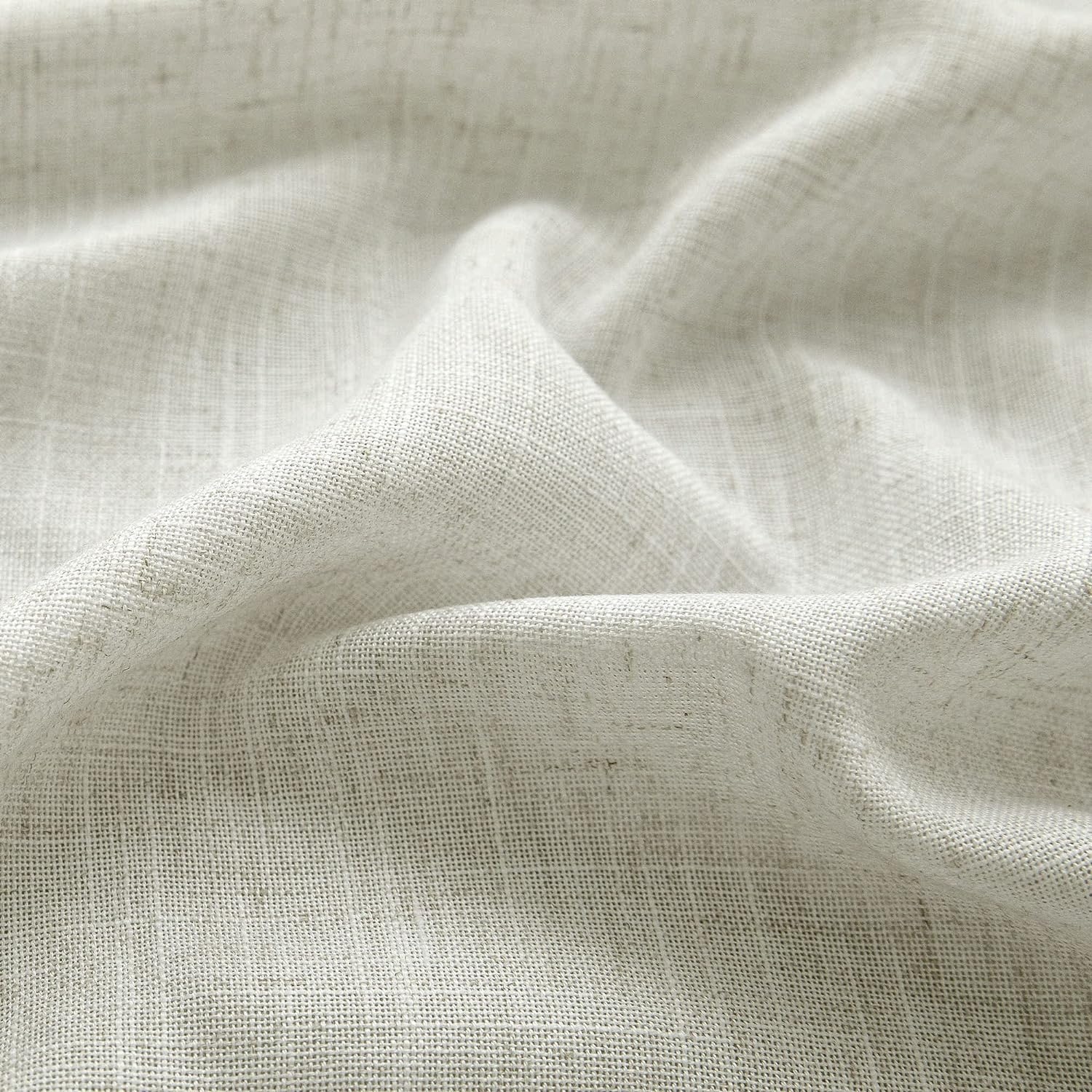 Cream Curtains 120 Inches Long for Living Room Dining 2 Panels Set Rod Pocket Draperies Semi Sheer Privacy Natural Linen Curtains for High Ceiling Patio Door Rustic Farmhouse Decoration 10 FT Tall