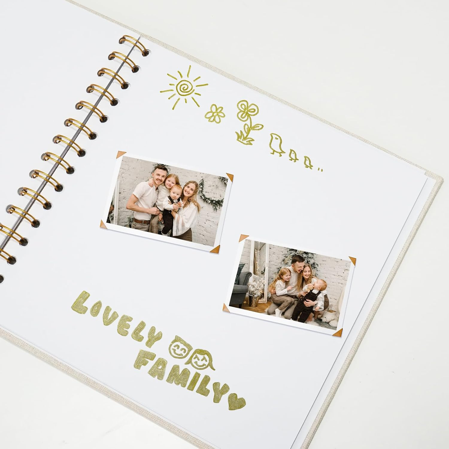 10X10 Inch Scrapbook DIY Photo Album Linen Cover Hardcover White Pages 20 Sheets Small Scrap Memory Book Beige