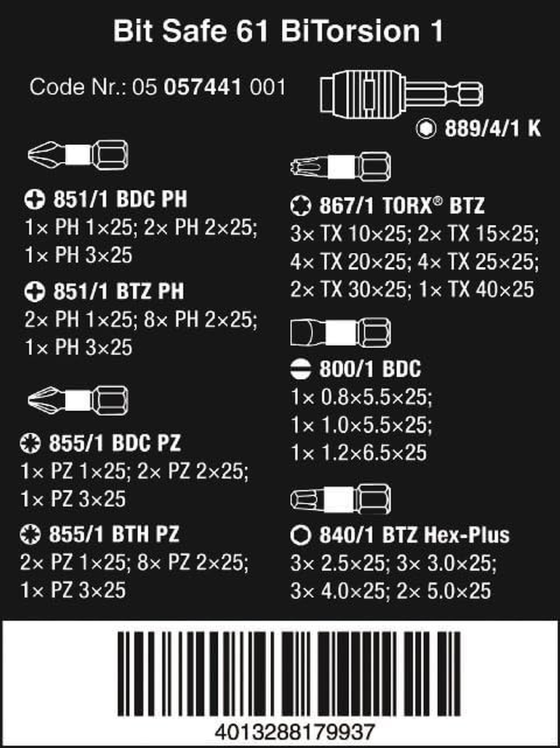 Wera Bit-Safe Bitorsion Set, 61 Pieces image number 5
