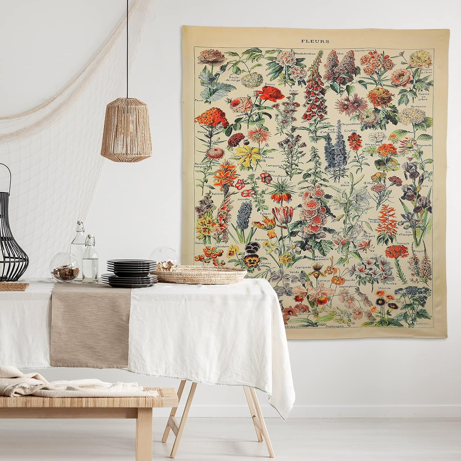 Mixweer Vintage Wildflower Vertical Tapestry for Bedroom Colorful Wall Hanging Aesthetic Wall Art for Room Decor, 51.2 X 59.1 Inch (Flower Pattern) image number 2