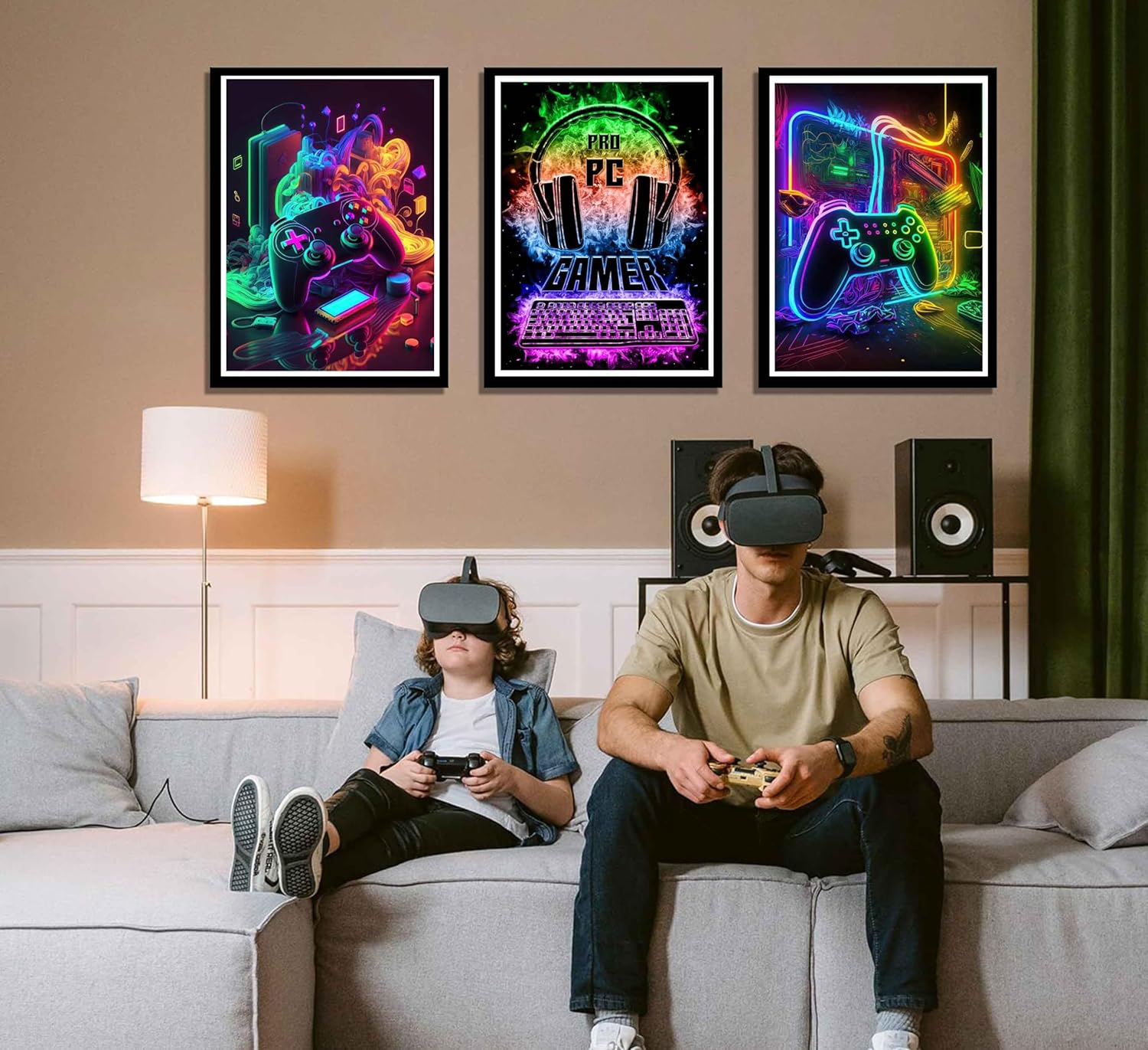 NBYARTQ 3Pcs Cool Gaming Wall Art Retro Video Gamer Watercolor Posters Pictures Colorful Neon Gamepad Canvas Painting Prints for Boys Room Kids Gamer Room Bedroom for Boys Home Decoration 12X16In image number 6