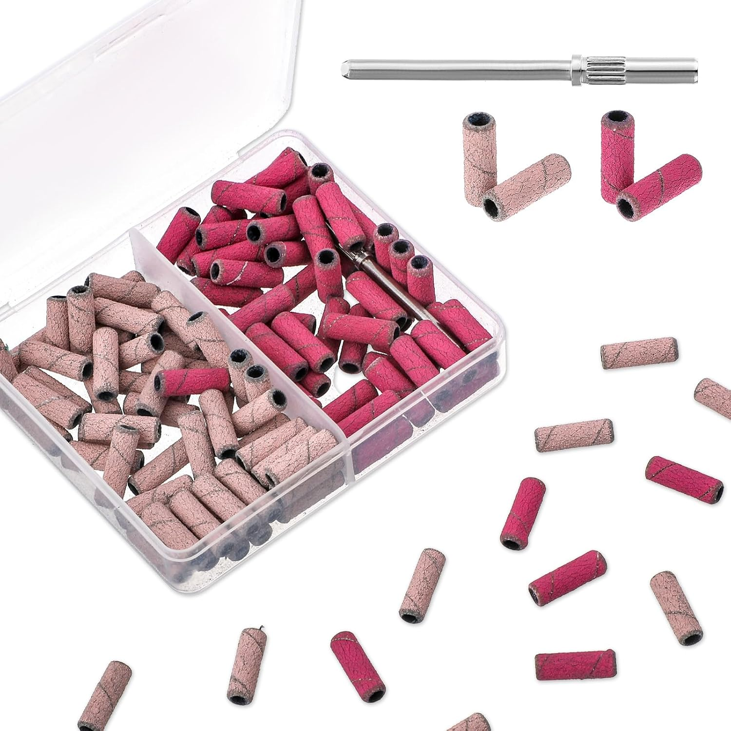 Pack of 120 Small Nail Sanding Belts, 240 Grit and 180 Grit Sanding Belts for Nail Drill, Mini Sanding Sleeves Nail Cutter, Sanding Caps Nail Cutter Attachment for Professional Manicure Pedicure image number 1