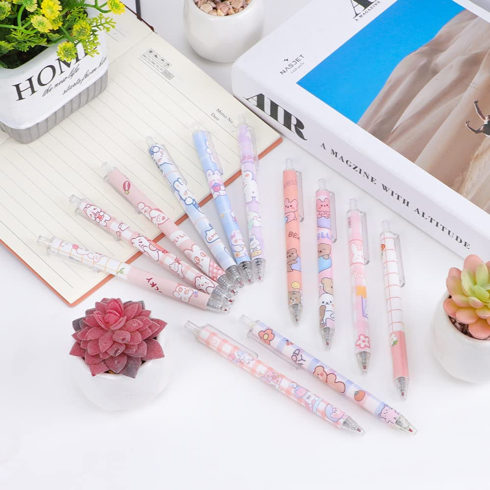 12Pcs Cute Gel Ink Pens SHAIDOJIO, Kawaii Cartoon Pens, 0.5Mm Black Retractable Rollerball Pens Set, Student Supplies for Kids Girl Women Writing Journaling, Taking Notes, School Office (Set A) image number 1