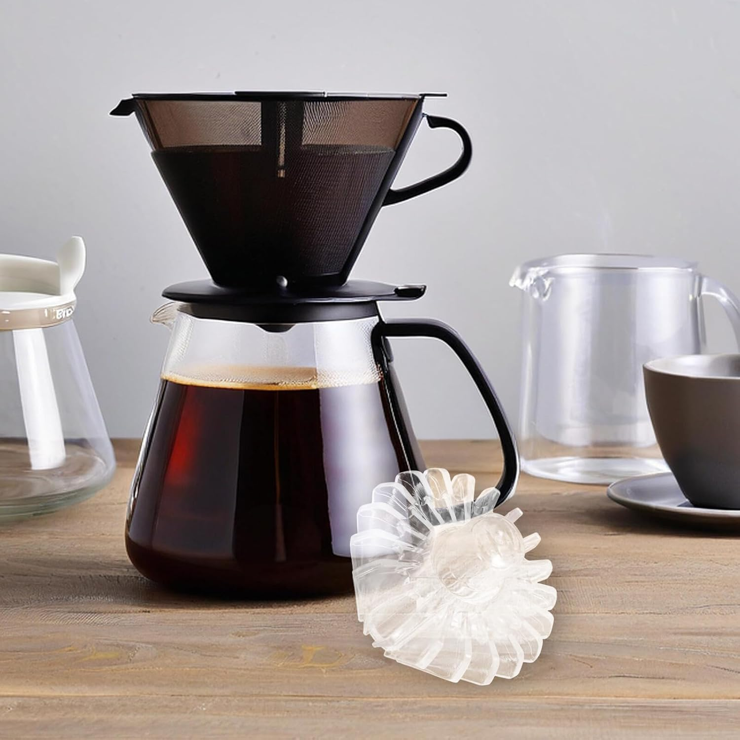 GOOHOCHY Coffee Filter Paper Shape Retainer for Precise Filtering Sturdy and Washable Espresso Filter Holder for Home Kitchen Office and Travel Use image number 1