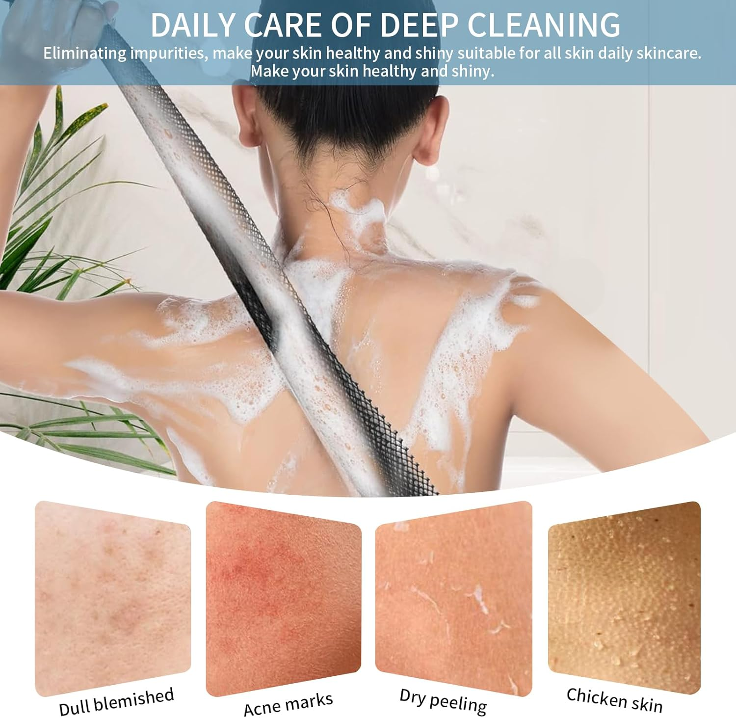 3 Pieces African Bath Sponge, Long Exfoliating Shower African Net, Body Back Scrubber Bath Scrubber Sponge for Skin Smoother, Exfoliating Bathing African Net Great for Men Women Daily Use (BK) - Be image number 6