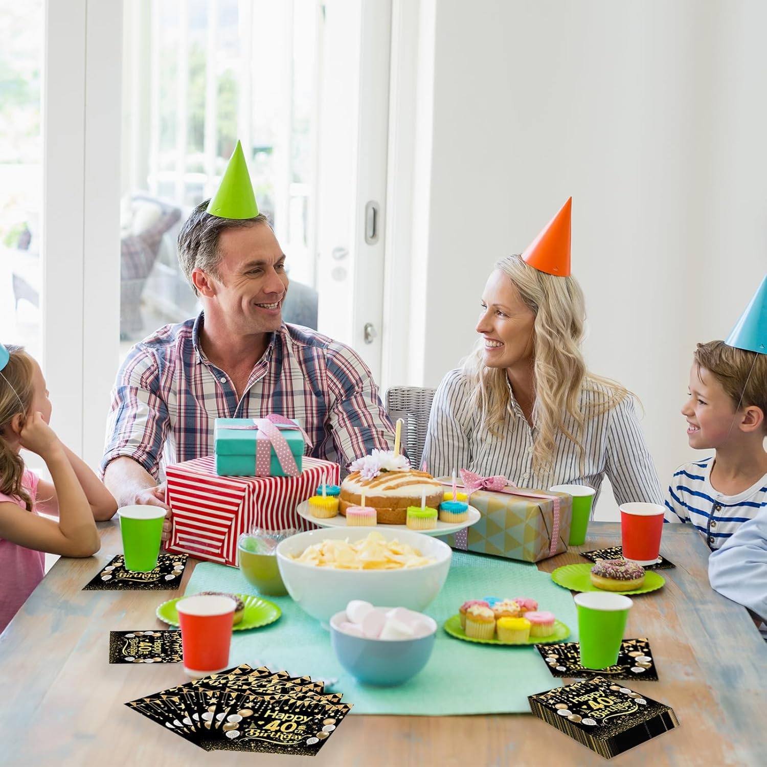 50Pcs Black and Gold 40Th Birthday Napkins - Disposable Paper Serviettes for Table Decorations for Boys Girls Men Him Her image number 4