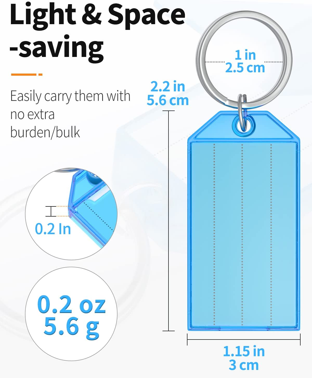 Uniclife 20 Pack Tough Plastic Key Tags with Split Ring Label Window, Assorted Colors image number 3