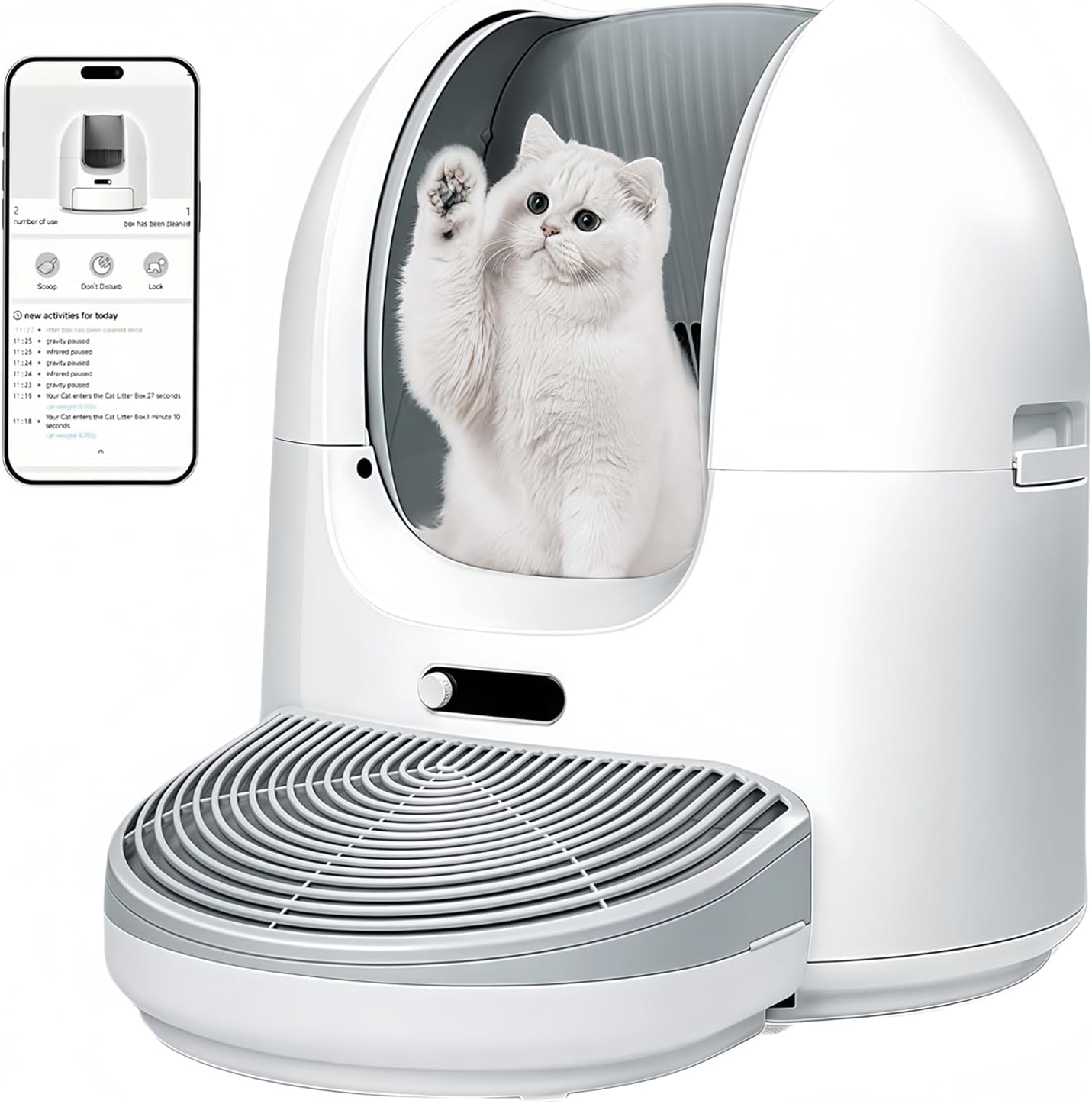 Ezmeow by Hoomegic Self Cleaning Cat Litter Box, 61L Large Automatic Hands-Free Smart Litter Box for Multiple Cats, Safe Anti-Pinch, Garbage Bag, Odour Control, App Controlled with Health Monitoring image number 6