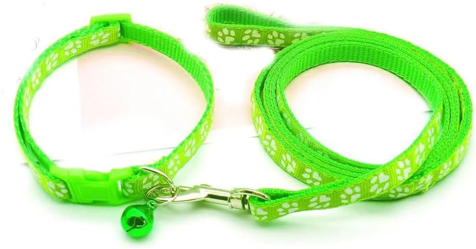 Yellow Small Cat Collar with Bell,Nylon Basic Reflective Puppy Collars Paw Print for XXS Xs Small Dog Pet Animal Litter Tiny Kitten Girls