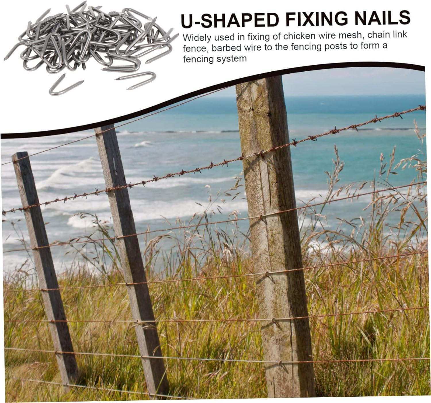 Levemolo 70Pcs U-Shaped Stakes Iron Garden Piles Fixer Ground Spikes for Gardening Ground Nail Fixing Nail Home Supplies image number 4