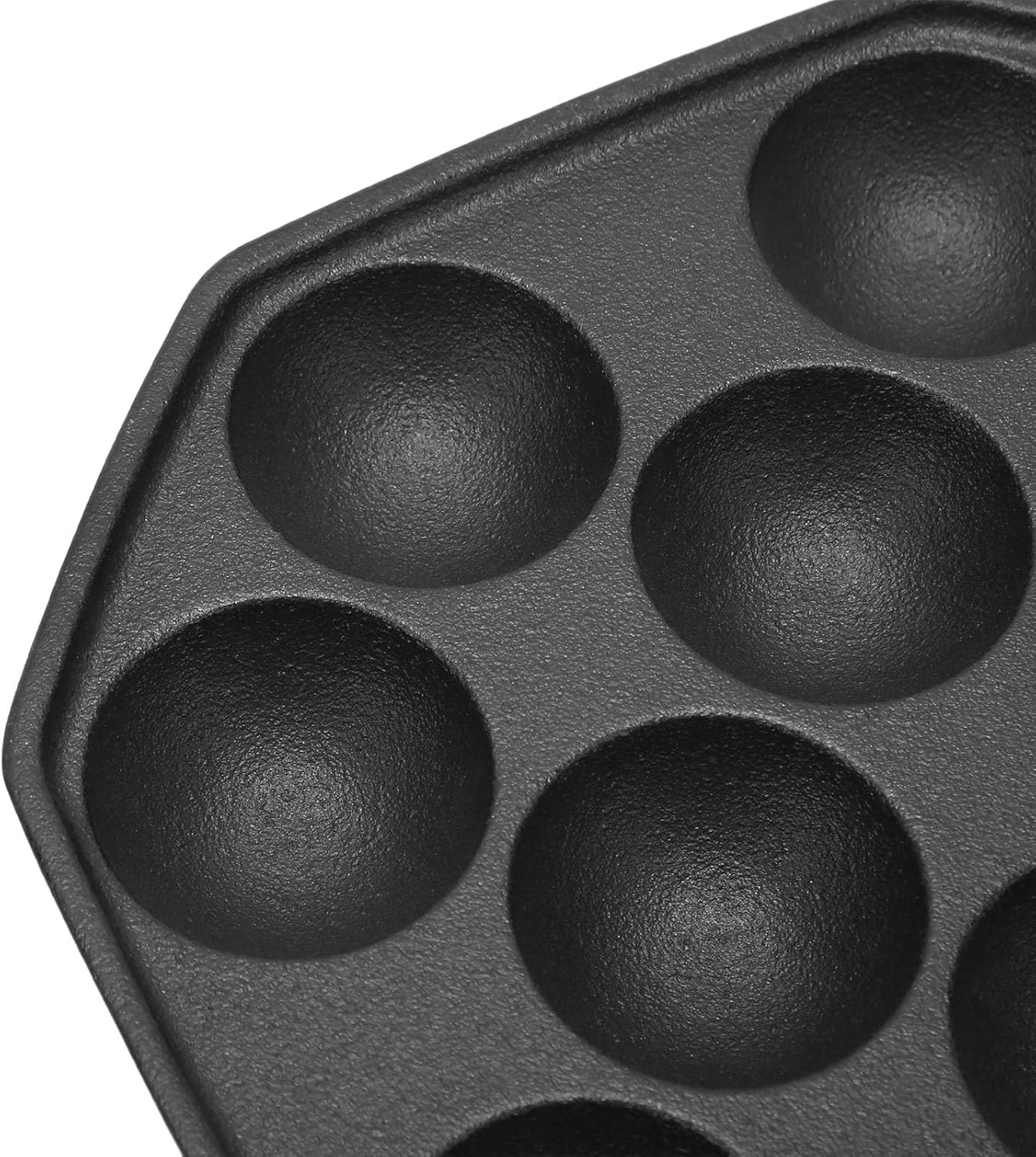 Omabeta 1PCS Cast Iron Takoyaki Pan with 12 Grid Skillet, 18Cm/7.09In Dia. Nonstick Takoyaki Maker with Long Handle for Cooking Omelets Bacon Burgers Pancakes Breakfast,Octopus Meatballs Frying Pan image number 5