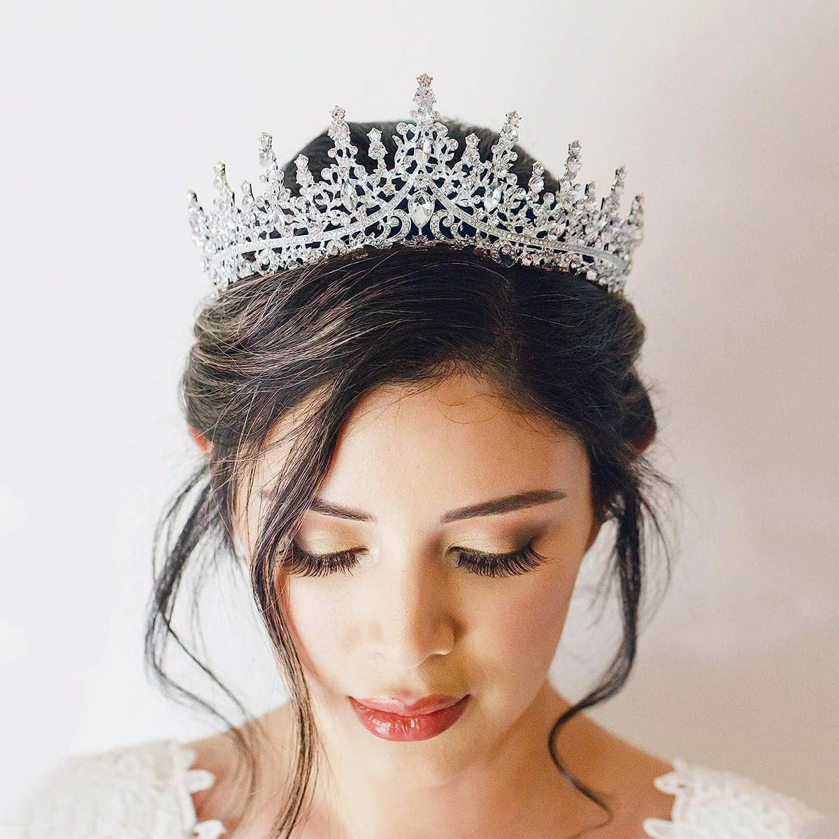 AIMALL Luxury Bridal Crown, Full Diamond Crystal Headband, 5.9 Inches Wide, Available in 6 Colors, Perfect for Weddings and Special Occasions image number 6
