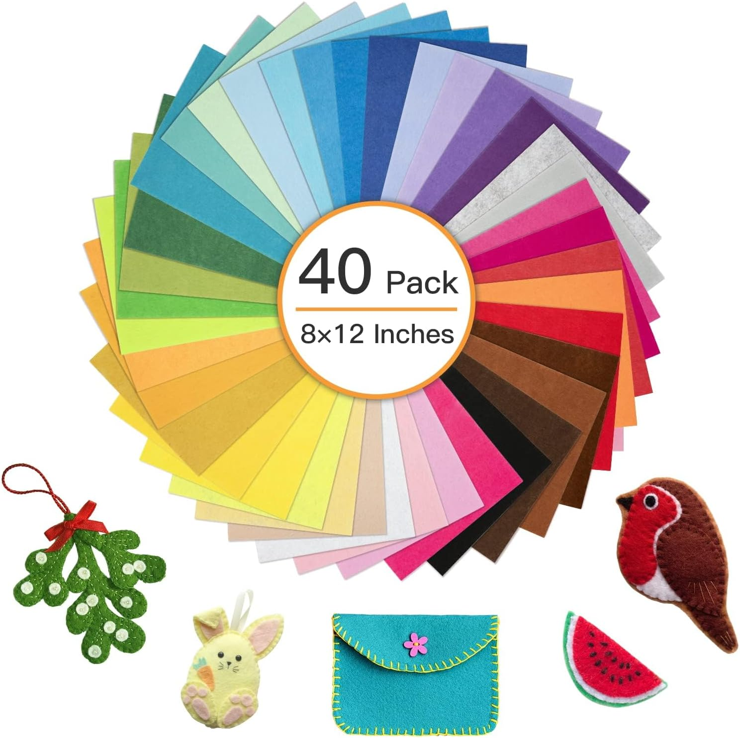 BIGCOW (20X30Cm) Felt Fabric Sheets, 40 Pieces, Assorted Colours, 1Mm Thick Suitable for Various DIY Crafts image number 5