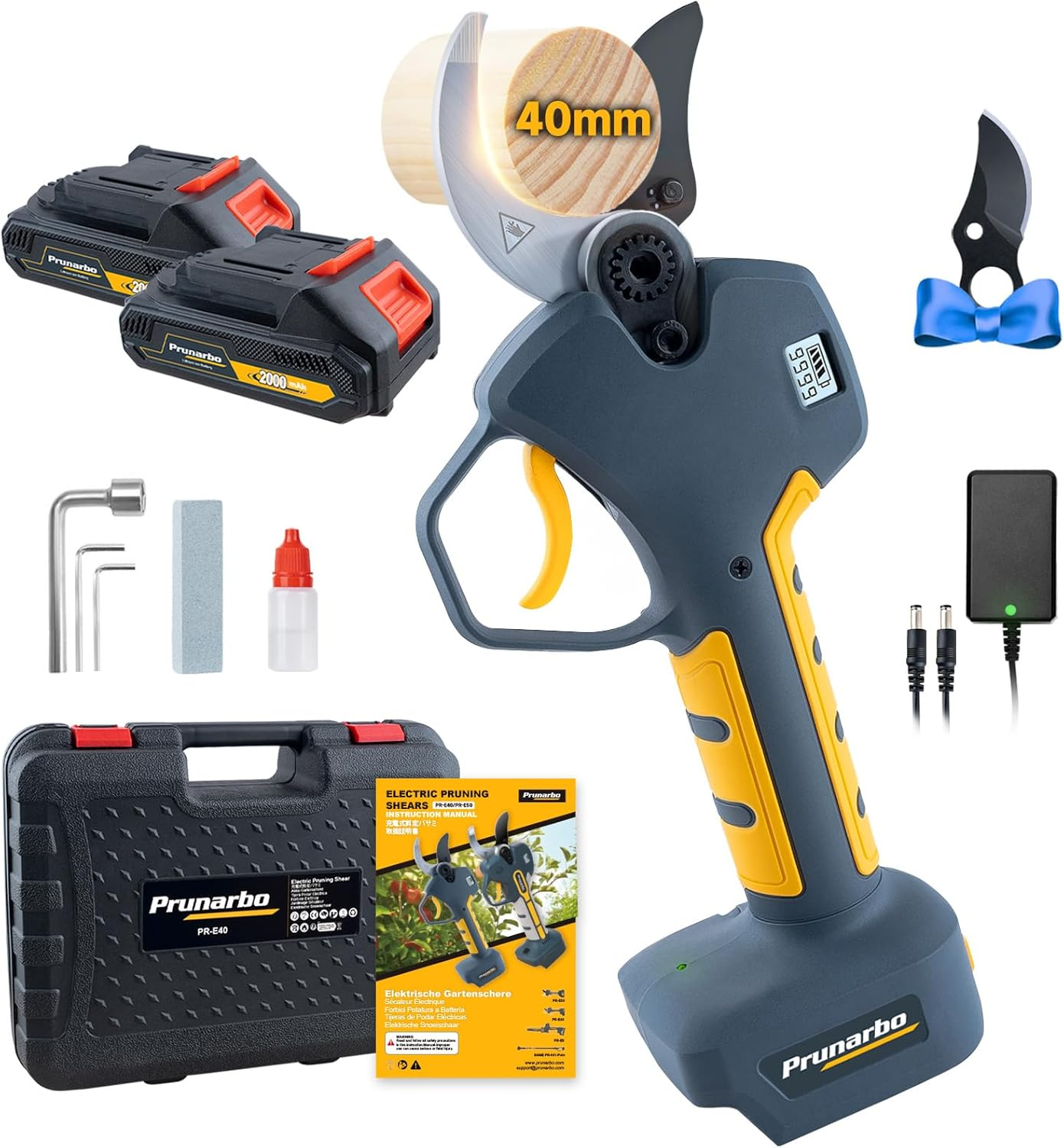 Prunarbo Electric Pruning Shears Cordless 40Mm with 4000Mah Batteries, Compatible with Makita 18V Battery Powered Pruner 1.6'' Electric Secateurs Branch Cutter Professional Garden Tool image number 1