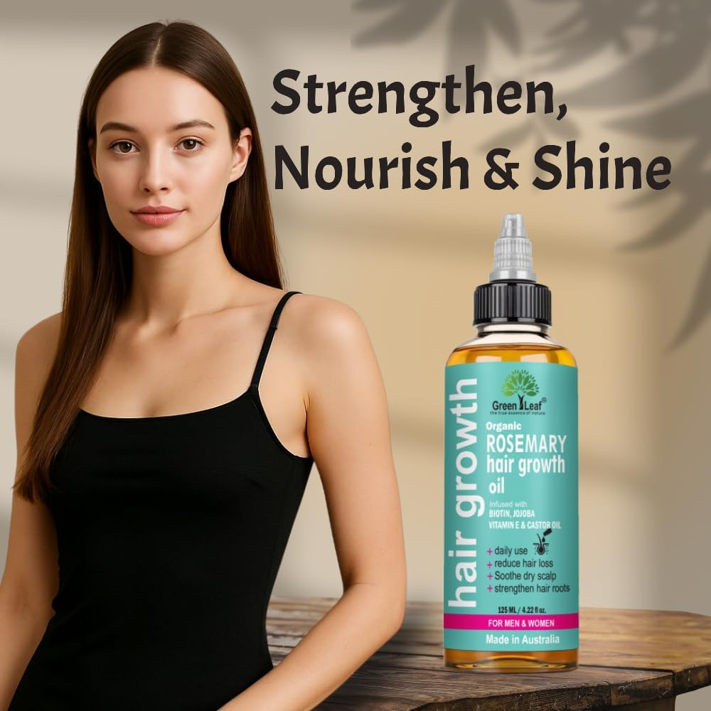 Organic Rosemary Hair Oil, Infused with Biotin, Jojoba, Argan, and Almond Oil for Hair Strengthening Nourishing, Volumizing, for All Hair Types, Non GMO| 125 ML. image number 6