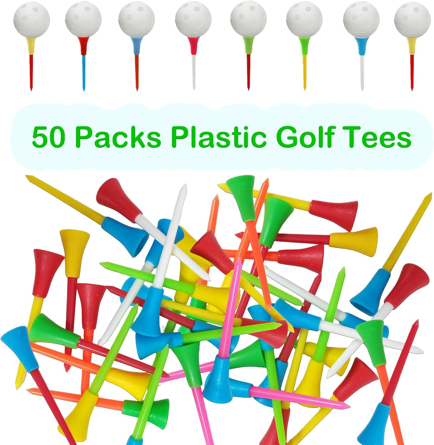 Hiziwimi Plastic 83 Mm Golf Tees, Multi-Colored 3 1/4 Inches Golf Tees with Rubber Cushion Tops, Durable Golf Training Accessories, Ideal as Gifts for Golf Beginners and Enthusiasts image number 2