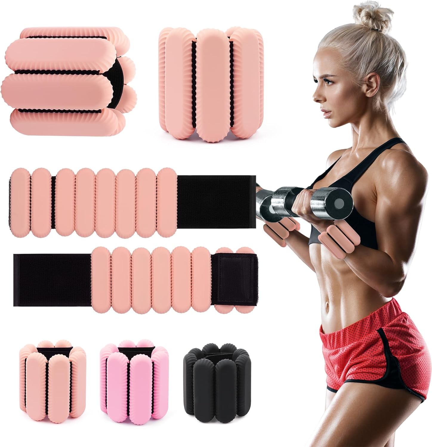 Wrist & Ankle Weights for Women, Wearable Strong Arm & Leg Weights Set of 2(1Lbs Each), Adjustable Ankle Weights for Walking, Yoga, Dance, Barre,Gym,Exercise,Pilates,Walking Running