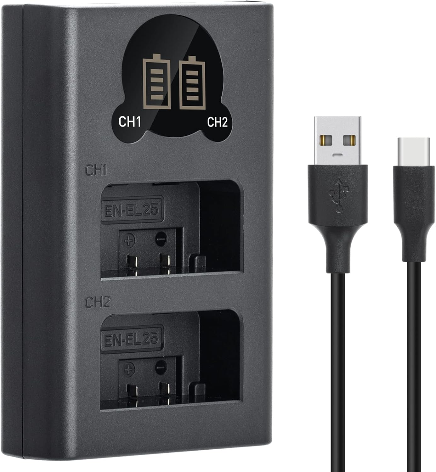 Kimaru EN-EL25 Battery Charger, Double Slot MH-32 Charger for Nikon Z30, Z50, ZFC Cameras. image number 5