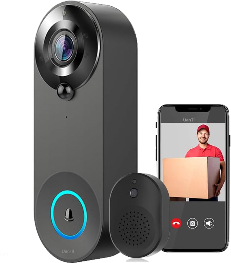Uantii Smart Video Doorbell Camera 1080P Tuya Wifi Video Intercom Door Bell Camera Two-Way Audio,Works with Smart Life App image number 1