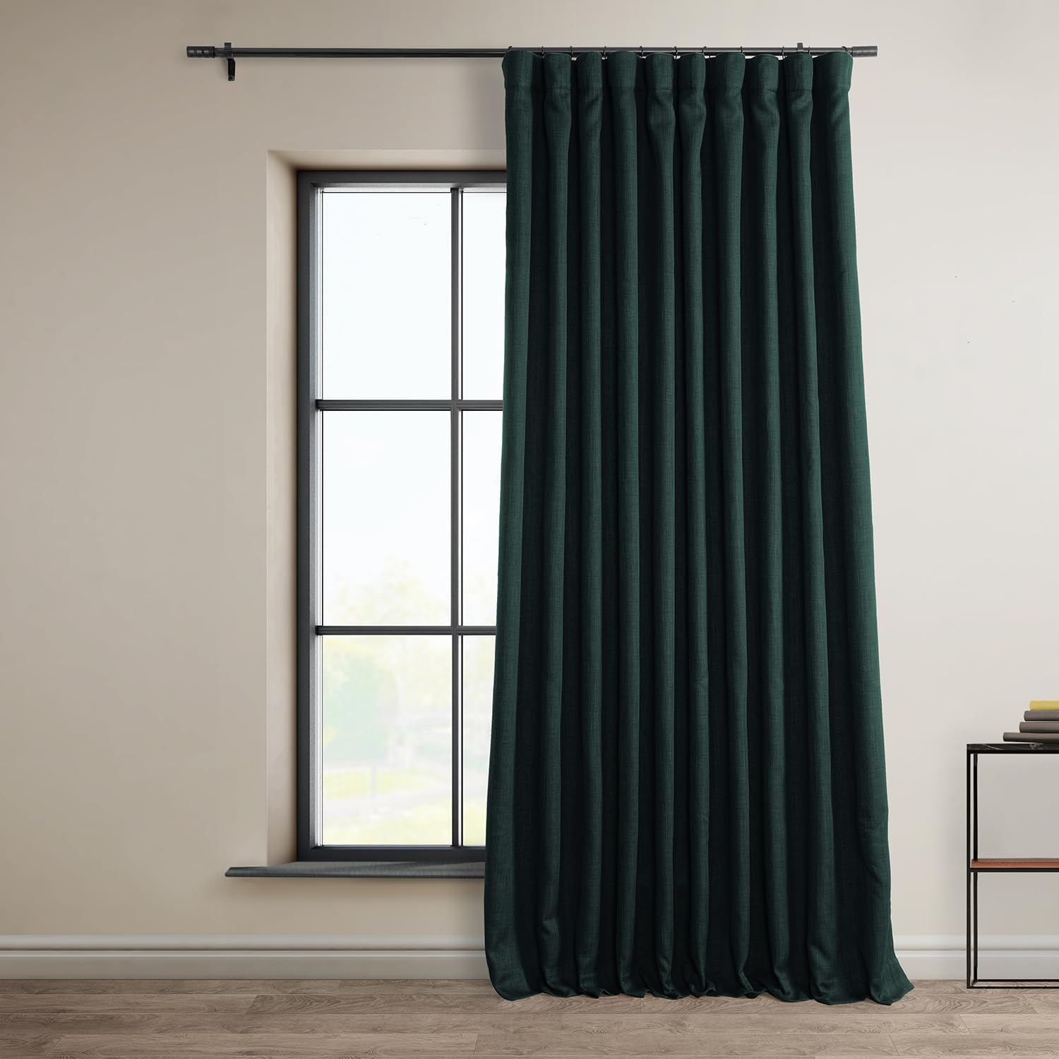 HPD Half Price Drapes Faux Linen Textured Room Darkening Curtains for Bedroom 108 Inches Long (1 Panel), 100W X 108L Extra Wide Curtains for Living Room Home Decor, Reverie Blue