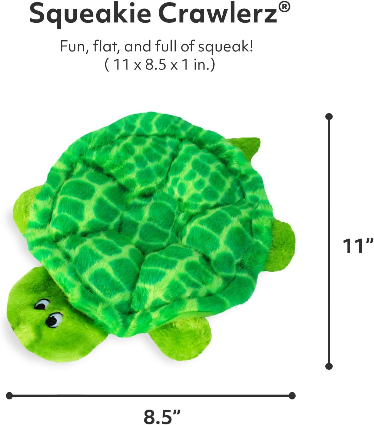 Zippypaws Squeakier Crawlers Slowpoke the Turtle 25X21.5X2.5Cm, Green image number 2
