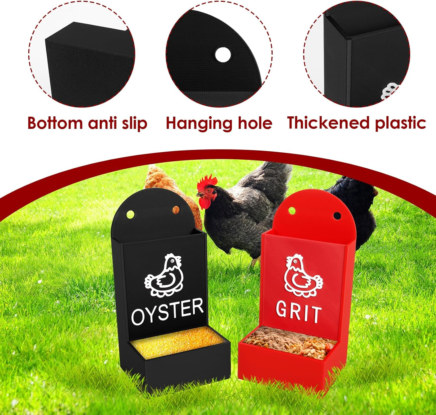 Rdjeokf Chicken Grit and Oyster Shell Feeder, Accessories, outside Waterer, Poultry Feeding Equipment, Snack Bowl,Pet Feeding Equipment, for Hens Ducks Birds and Goats (02) image number 4