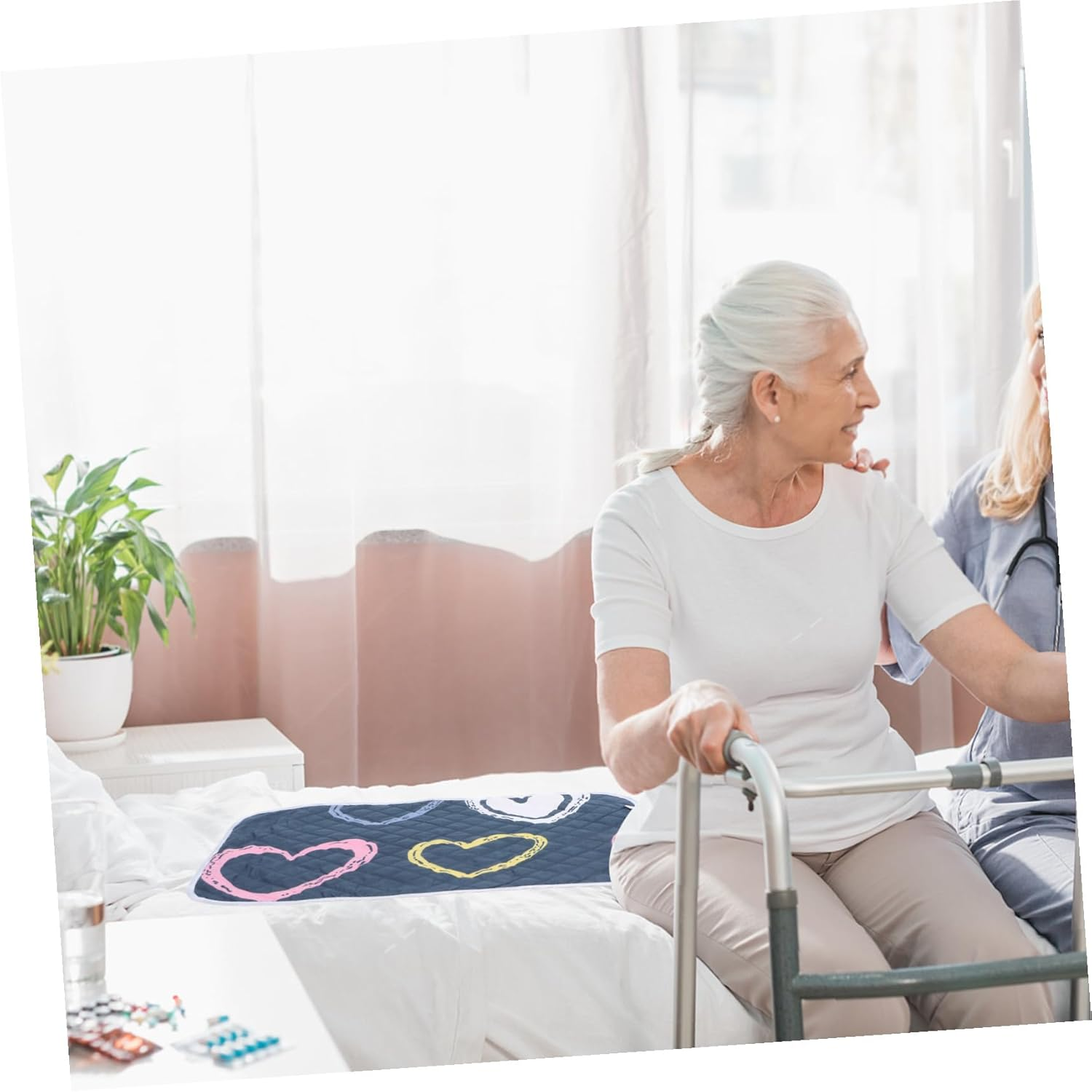 Minkissy Breathable Incontinence Bed Pad for Elderly and Mobility-Impaired Reusable Cotton EVA Cushion with Non-Slip Bottom Washable Protective Pad for Urine Stains and Physiological Period image number 3