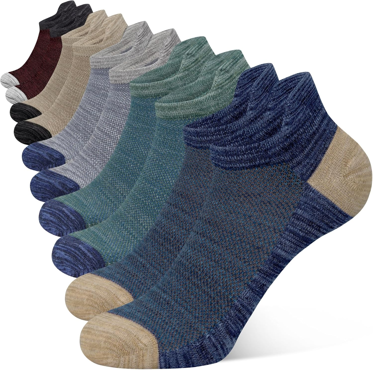 Closemate Ankle Socks for Men 5 Pairs Low Cut Colorful Socks Cotton Non Slip Short Socks