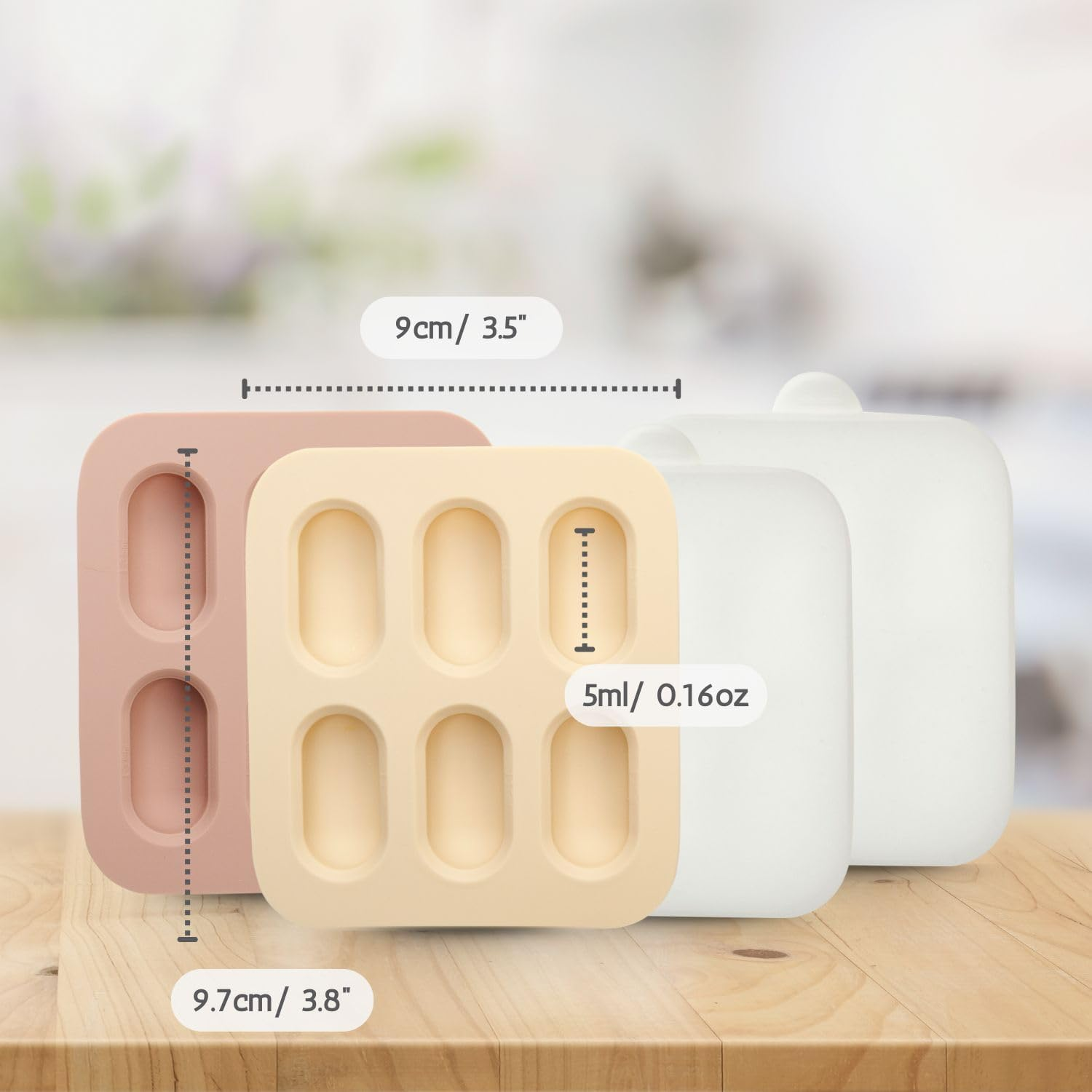 Cherub Baby Silicone Nibble Freezer Tray for Baby, Kids and Toddler - Ideal for Freezing Purees, Homemade Baby Food, Breast Milk and Ice Cubes - Dishwasher & Freezer Safe 2PK (Dusty Rose & Sand) image number 1