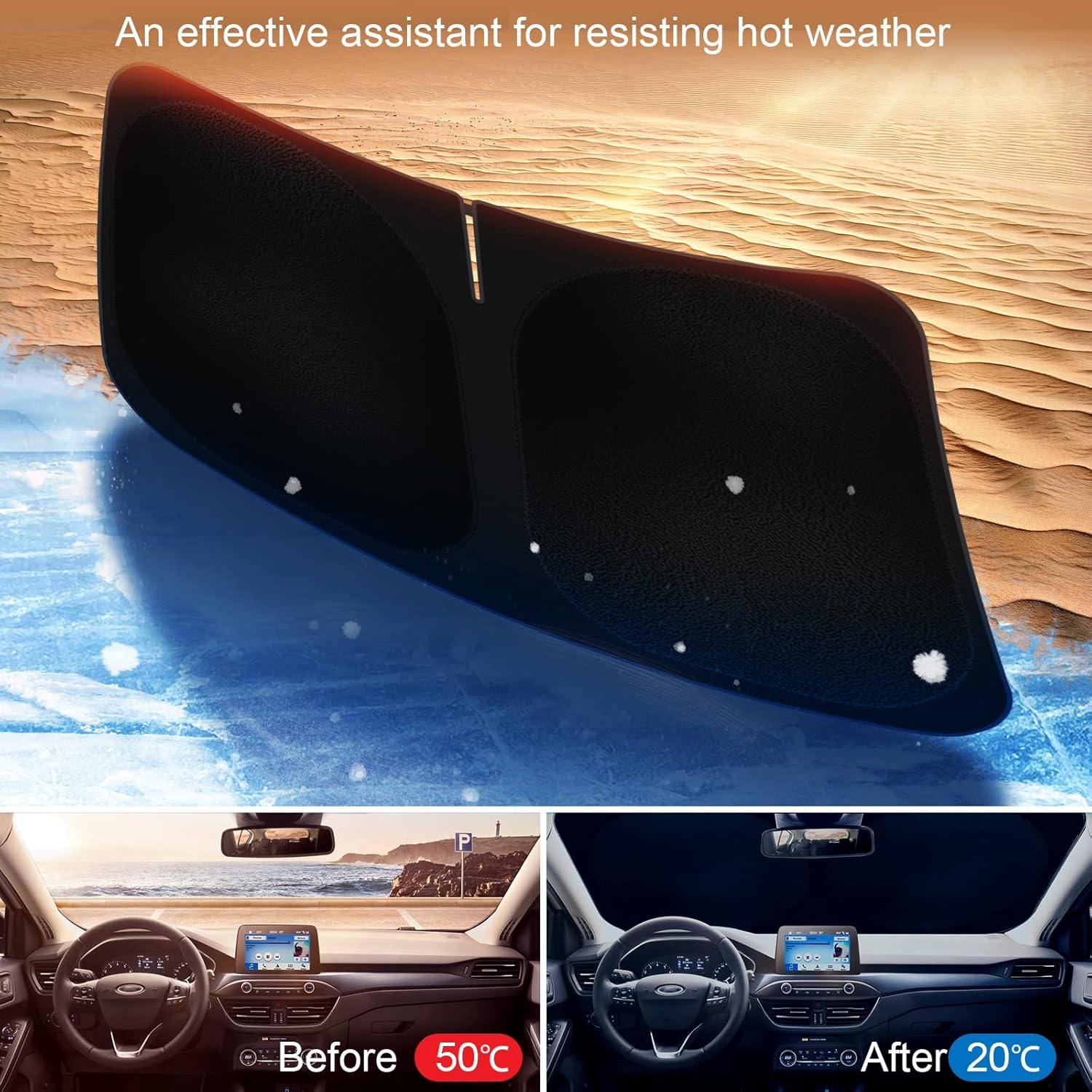 Car Windshield Sun Shade Compatible with 2018 2019 2020 2021 2022 2023 Subaru Crosstrek 2.0I Premium Limited Wagon Accessories Foldable Sunshade Custom Windshield Sun Visor image number 3