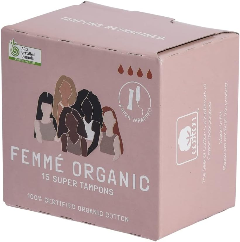 Femme Organic Cotton Tampons, 15-Piece Set, Super image number 3