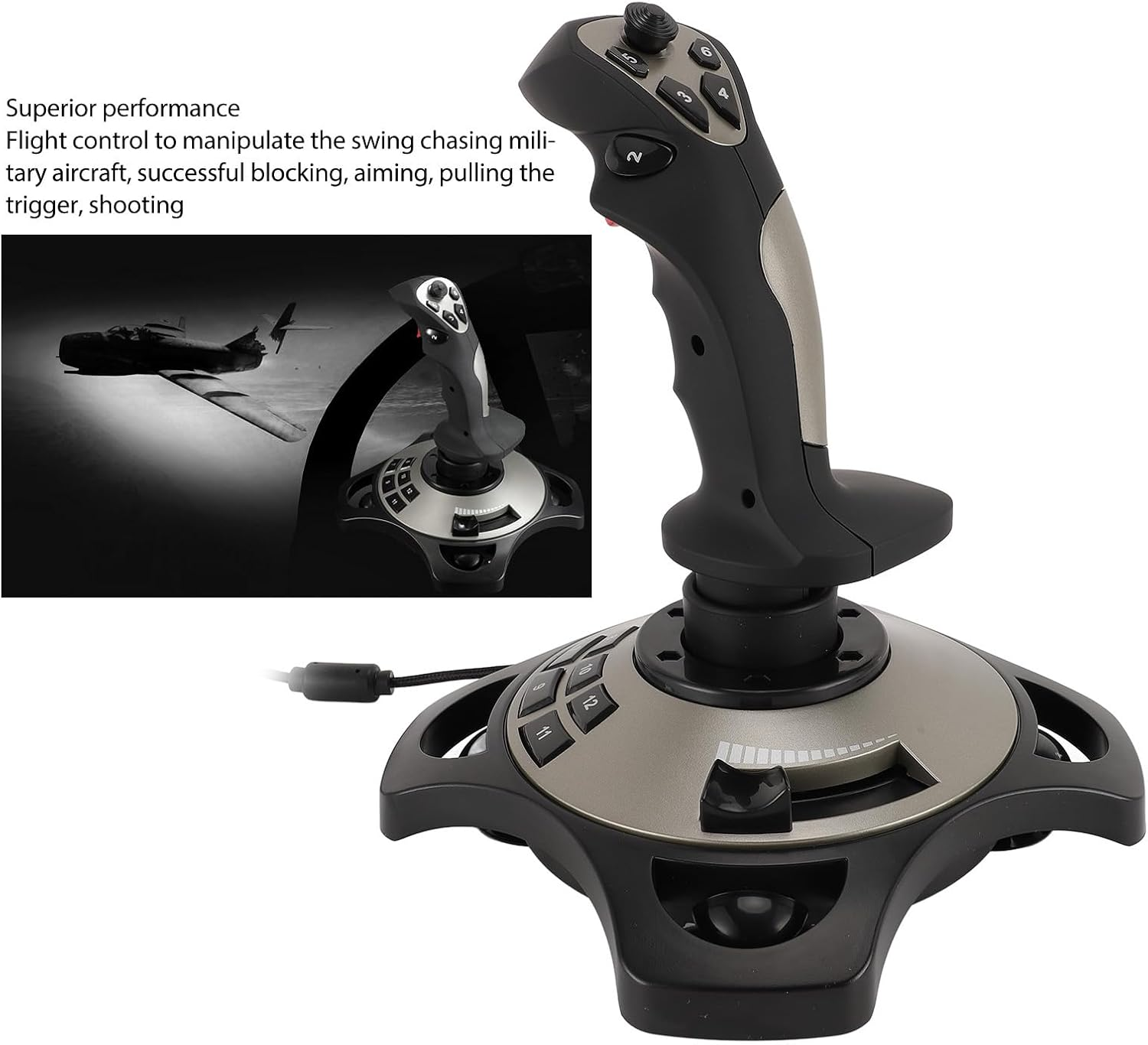 PC Flight Joystick Control, USB Wired Flight Stick with Vibration Function and Throttle Control, Universal Simulation Controller Joystick for Pc/Computer/Laptop, 7/8/10/11 image number 6